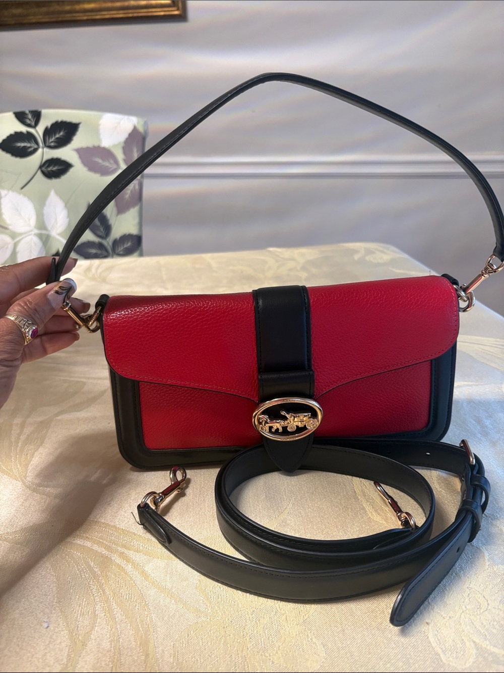 Coach Georgie Shoulder Bag Leather Colorblock Crossbody